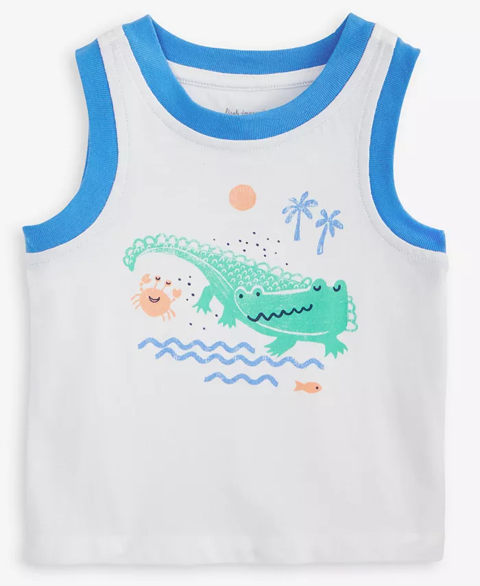 Майка-топ с рисунком аллигатора для маленьких мальчиков First Impressions, белый 
Майка-топ с рисунком аллигатора для маленьких мальчиков First Impressions, белый