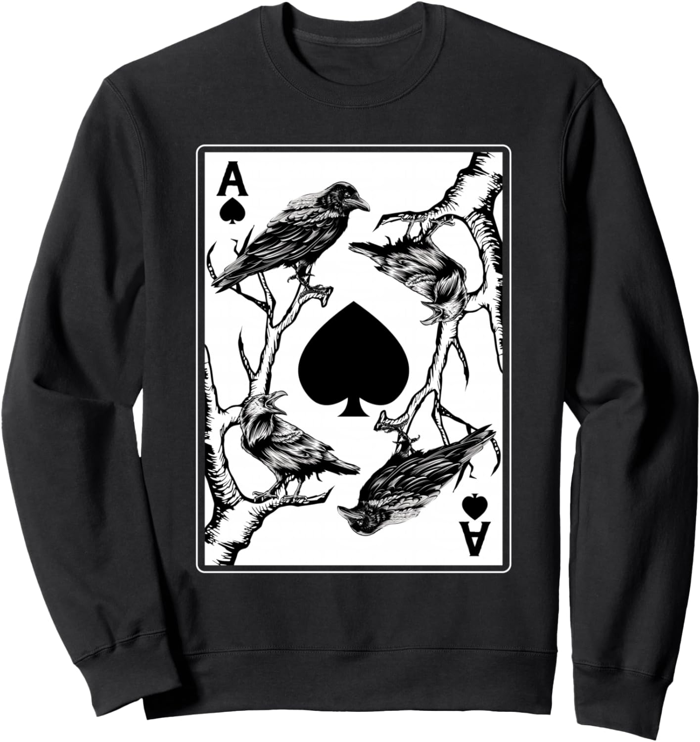 Толстовка с изображением туза ворона и пик в стиле оккультизма и смерти, посвященная картам Таро Raven Crow Birdwear, черный
Толстовка с изображением туза ворона и пик в стиле оккультизма и смерти, посвященная картам Таро Raven Crow Birdwear, черный