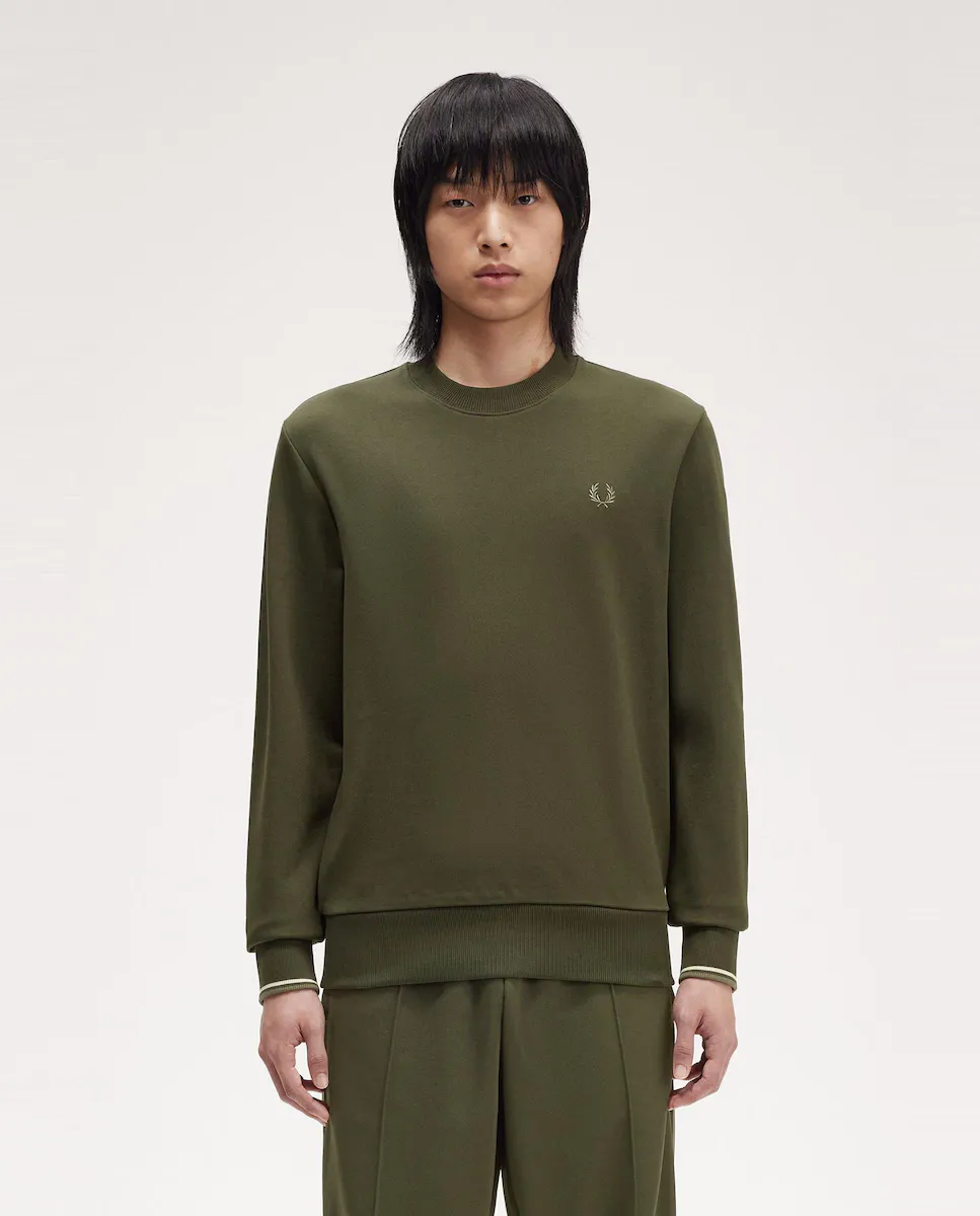 Мужской свитшот с круглым вырезом и окантовкой на рукавах Fred Perry, темно-зеленый
Мужской свитшот с круглым вырезом и окантовкой на рукавах Fred Perry, темно-зеленый