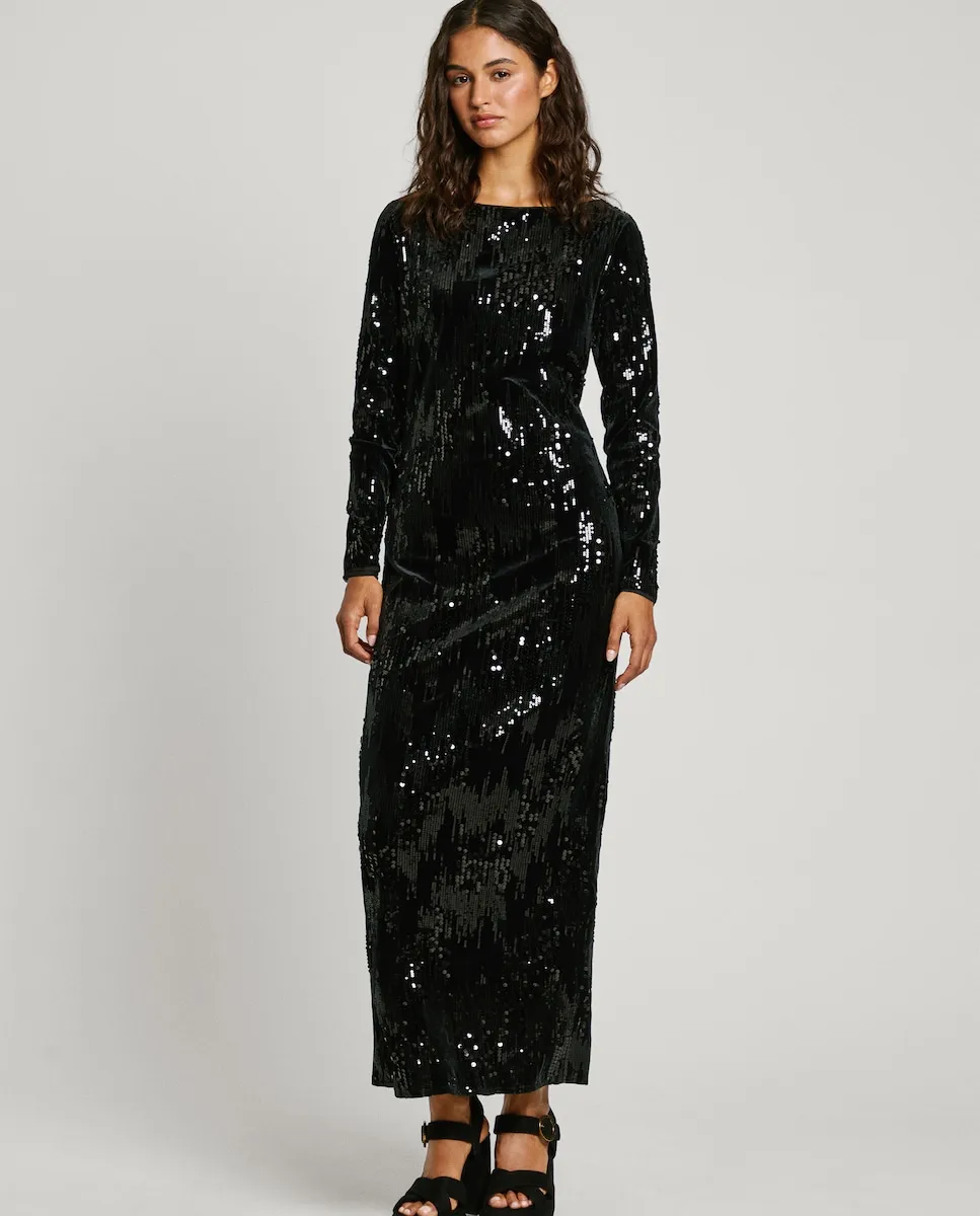 Длинное платье с пайетками и лодочкой Pepe Jeans, черный
Длинное платье с пайетками и лодочкой Pepe Jeans, черный