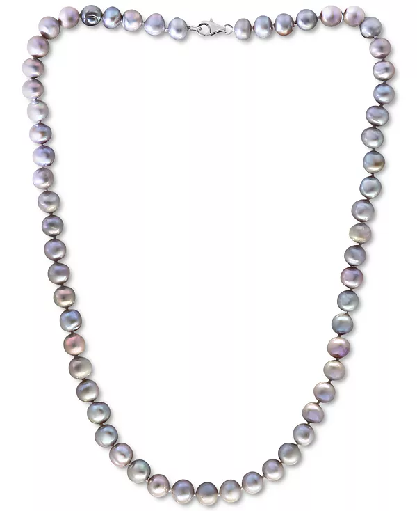 Крупное ожерелье из белого культивированного пресноводного жемчуга Effy (7 мм) длиной 18 дюймов (также из серого, розового и разноцветного культивированного пресноводного жемчуга) Effy Collection, gray