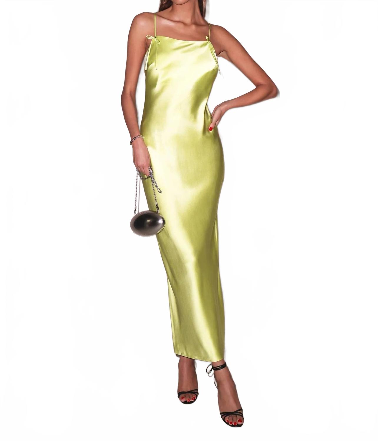 Open Back Slip Maxi Dress In Lime Fleur Du Mal, Lime 
Open Back Slip Maxi Dress In Lime Fleur Du Mal, Lime