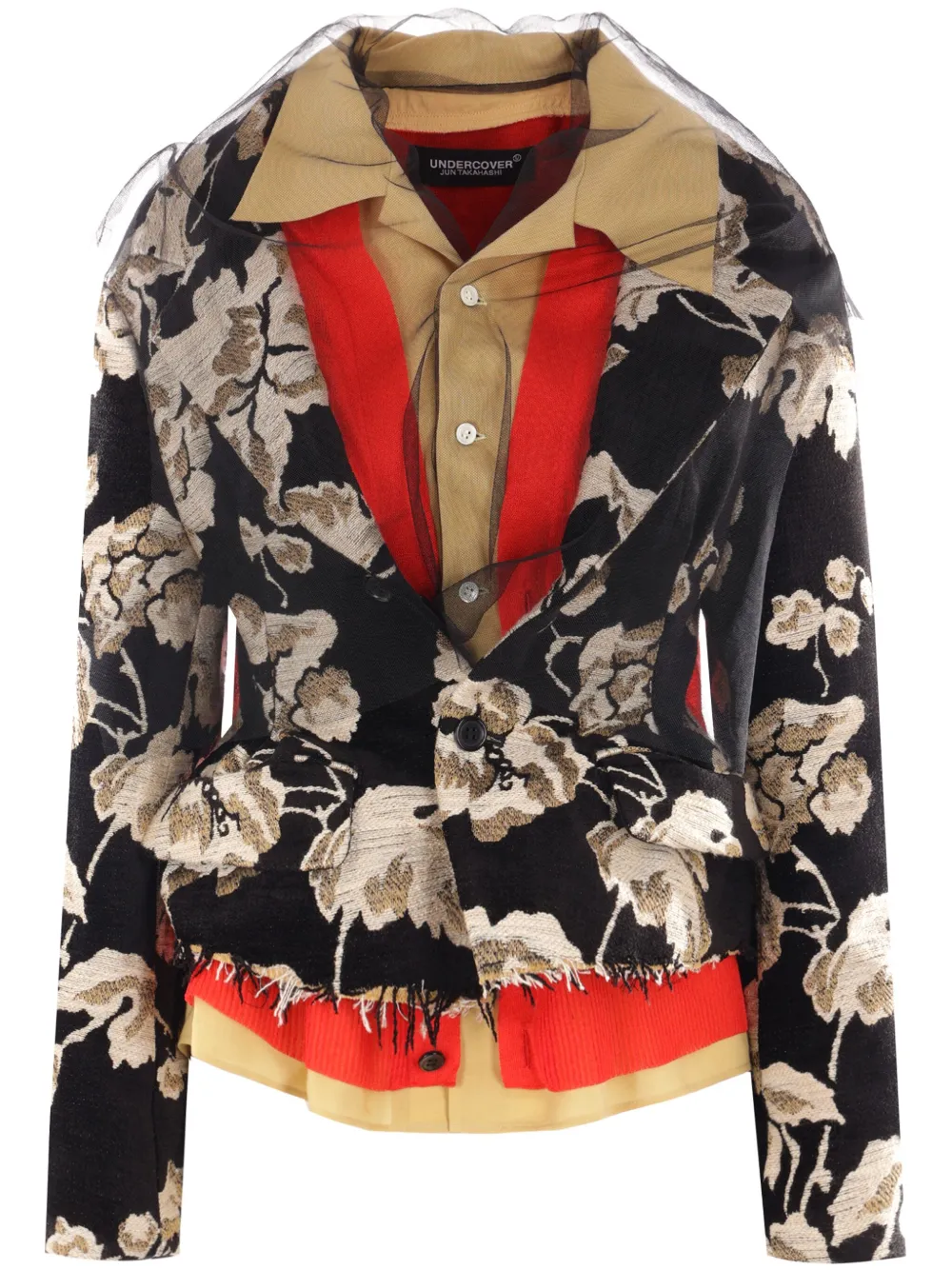 Многослойный жаккардовый пиджак Undercover, черный
Многослойный жаккардовый пиджак Undercover, черный