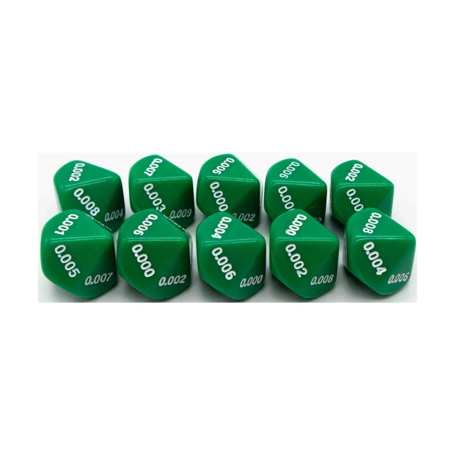 d10 Десятичные игральные кости — зеленые с белыми (тысячные) (10), Dice - Symbols, Functional & Unique Dice
d10 Десятичные игральные кости — зеленые с белыми (тысячные) (10), Dice - Symbols, Functional & Unique Dice