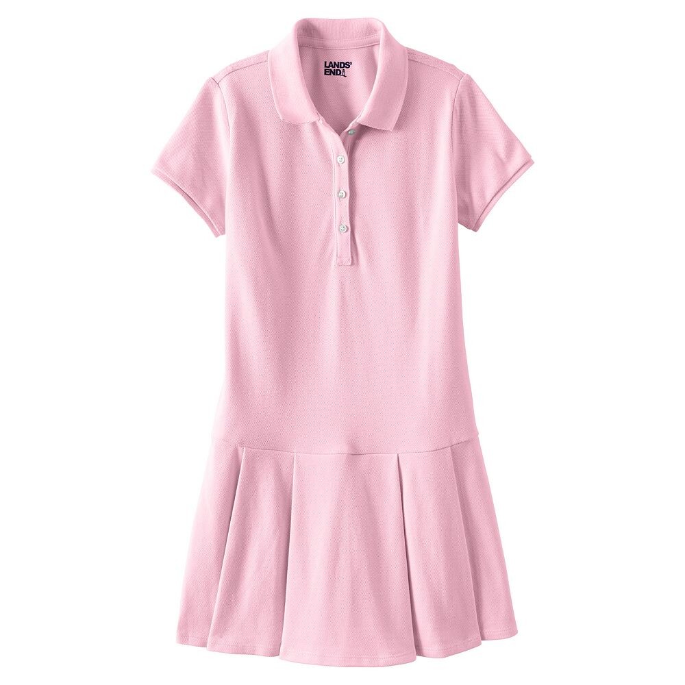 Сетчатое плиссированное платье-поло с короткими рукавами для девочек 2–16 лет, школьная форма Lands' End, цвет Ice Pink