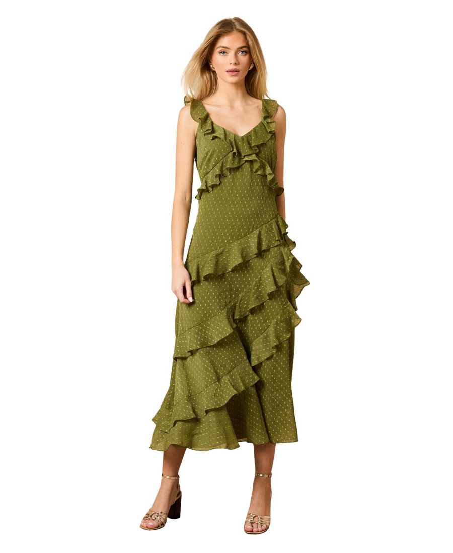 Женское миди-платье с V-образным вырезом и оборками в стиле Добби Oasis, Khaki
Женское миди-платье с V-образным вырезом и оборками в стиле Добби Oasis, Khaki