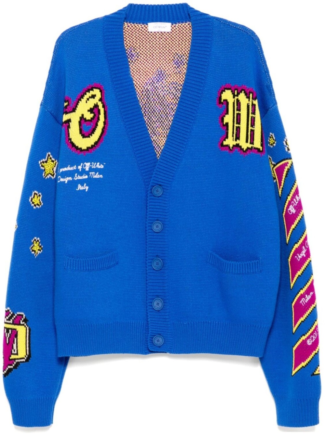 Кардиган вязки интарсия Off-White, синий
Кардиган вязки интарсия Off-White, синий