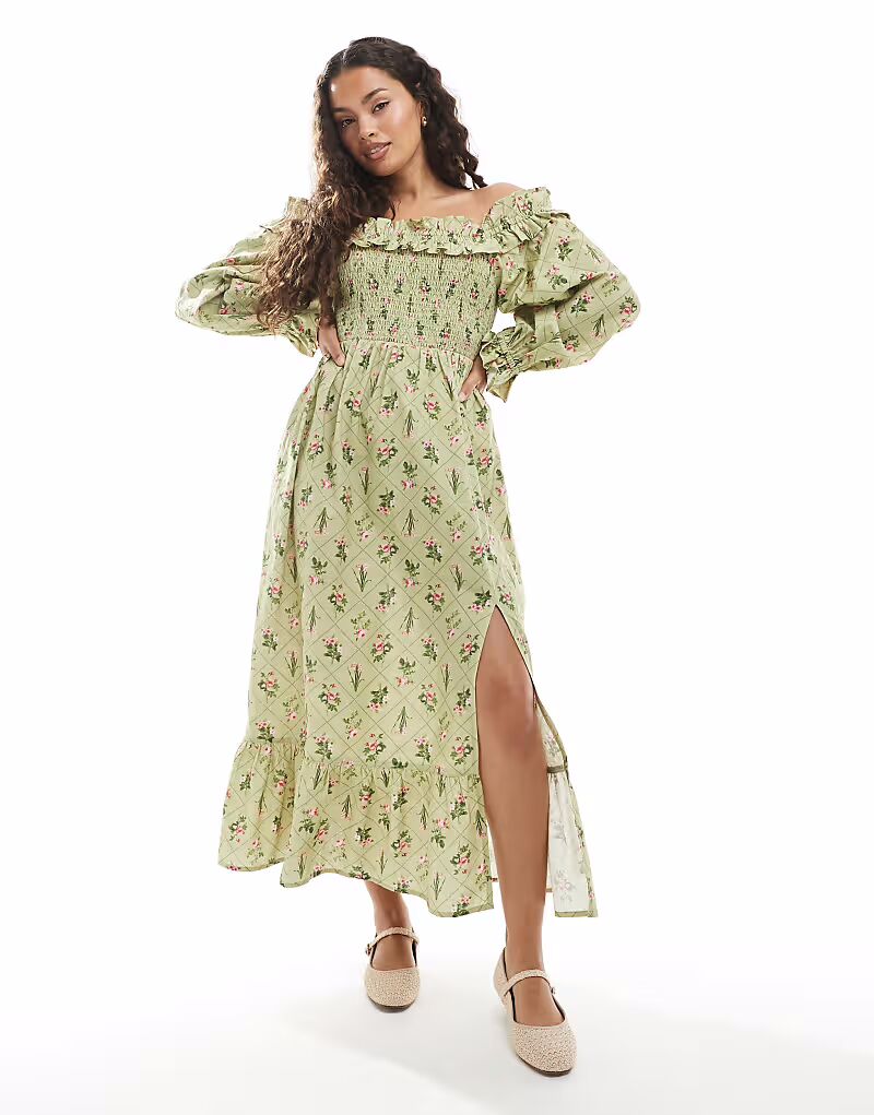 Платье макси с открытыми плечами Miss Selfridge Petite с принтом в виде льна зеленого цвета с цветочным принтом
Платье макси с открытыми плечами Miss Selfridge Petite с принтом в виде льна зеленого цвета с цветочным принтом
