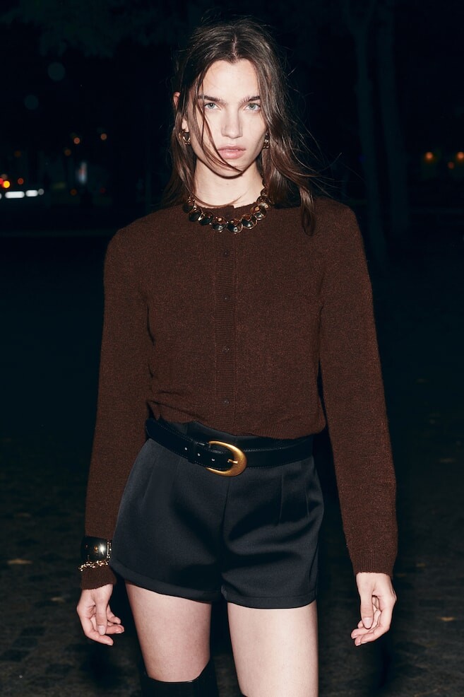 Кардиган тонкой вязки H&M, коричневый 
Кардиган тонкой вязки H&M, коричневый