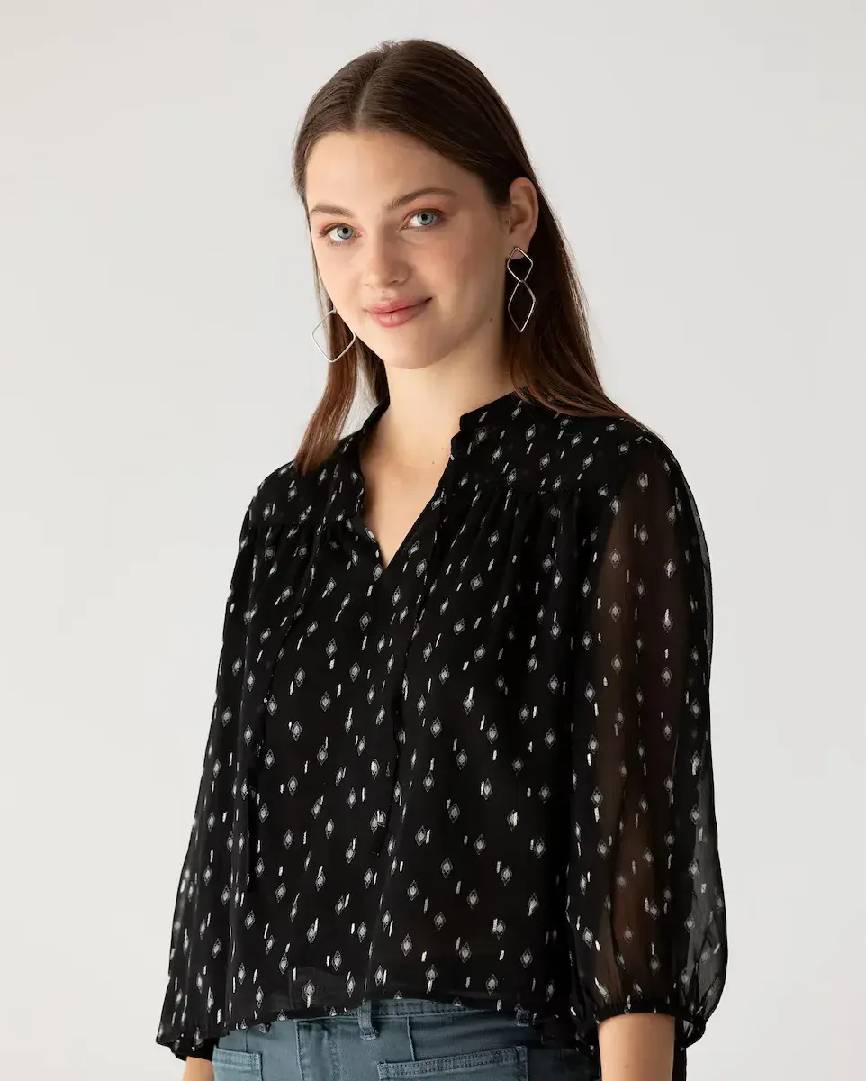 Женская блуза с V-образным вырезом и пышными рукавами Noon, чёрный
Женская блуза с V-образным вырезом и пышными рукавами Noon, чёрный