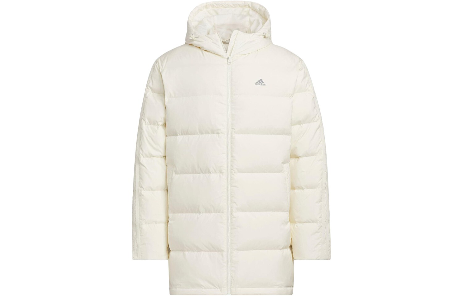 Пуховик унисекс молочно-белый Adidas, слоновая кость 
Пуховик унисекс молочно-белый Adidas, слоновая кость