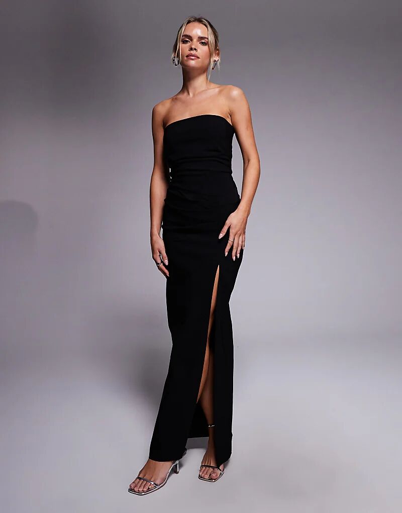 Платье-бандо Vesper Petite из бенгалина с разрезом на бедрах и присборенной талией, черное
Платье-бандо Vesper Petite из бенгалина с разрезом на бедрах и присборенной талией, черное