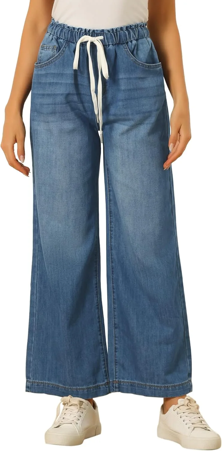 Allegra K Casual Denim Pants для женщин, мешковатые, с эластичным поясом и широкими штанинами
Allegra K Casual Denim Pants для женщин, мешковатые, с эластичным поясом и широкими штанинами