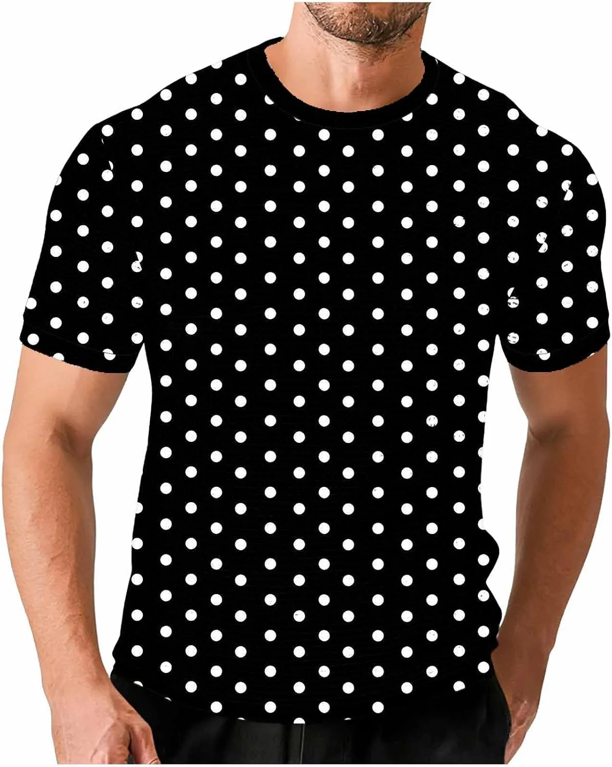 Мужская футболка с коротким рукавом и принтом в горошек, Casual, Loose, Crewneck
Мужская футболка с коротким рукавом и принтом в горошек, Casual, Loose, Crewneck