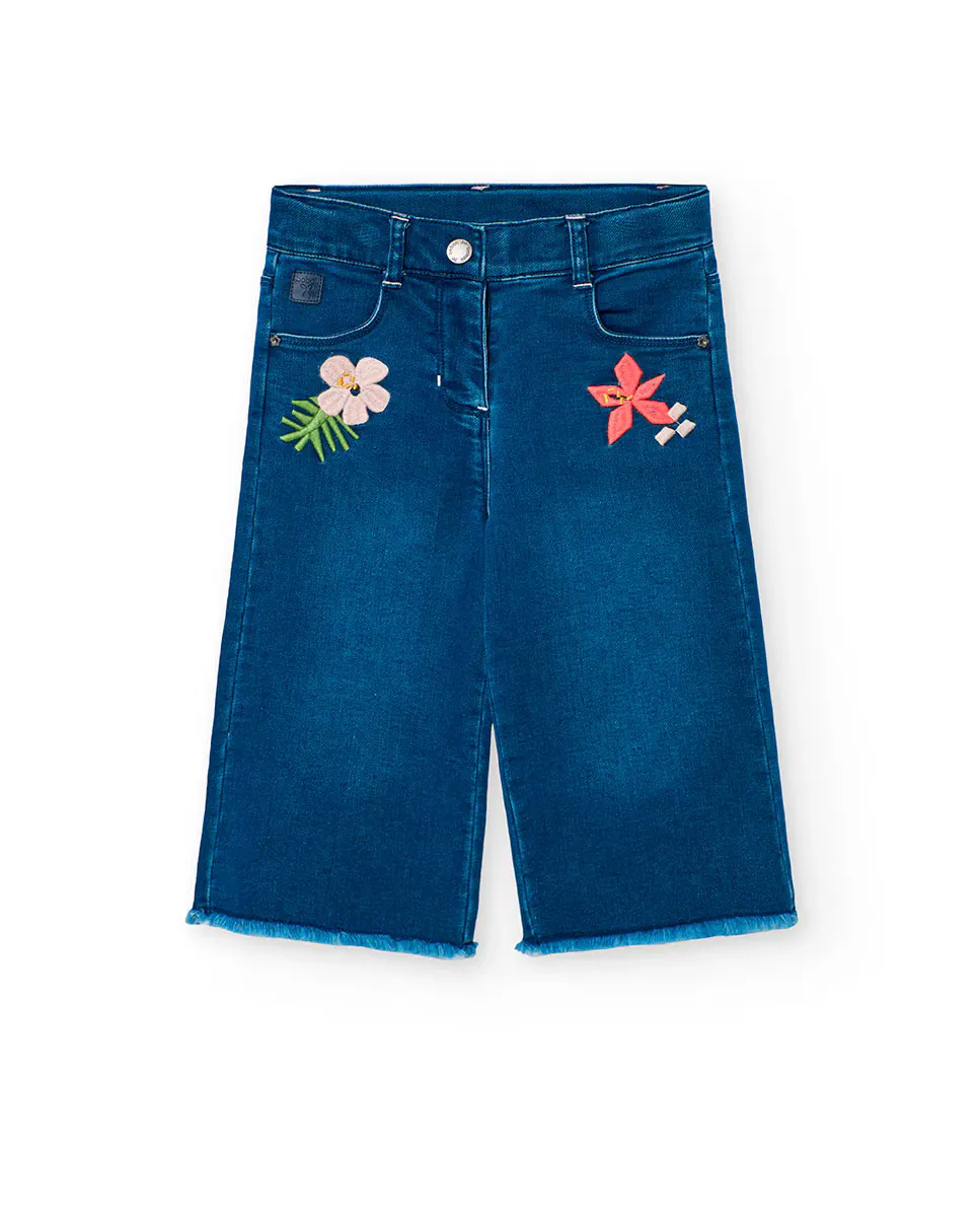 Широкие джинсы для девочек с вышивкой и потертым подолом Boboli, синий
Широкие джинсы для девочек с вышивкой и потертым подолом Boboli, синий
