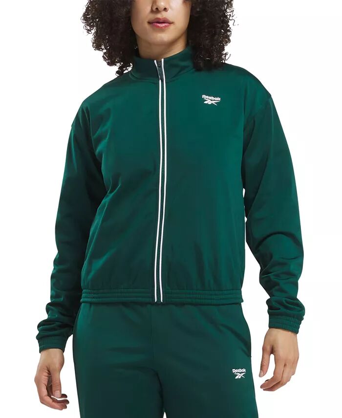Женская трикотажная спортивная куртка с длинными рукавами и логотипом Reebok, зеленый
Женская трикотажная спортивная куртка с длинными рукавами и логотипом Reebok, зеленый