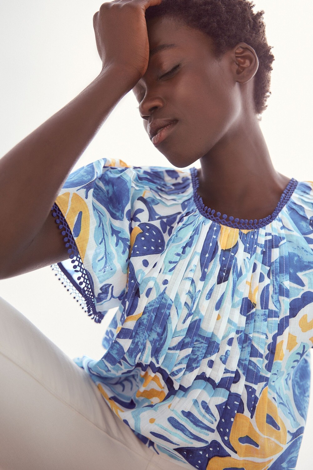 Блузка с короткими рукавами и складками спереди Next, синий
Блузка с короткими рукавами и складками спереди Next, синий