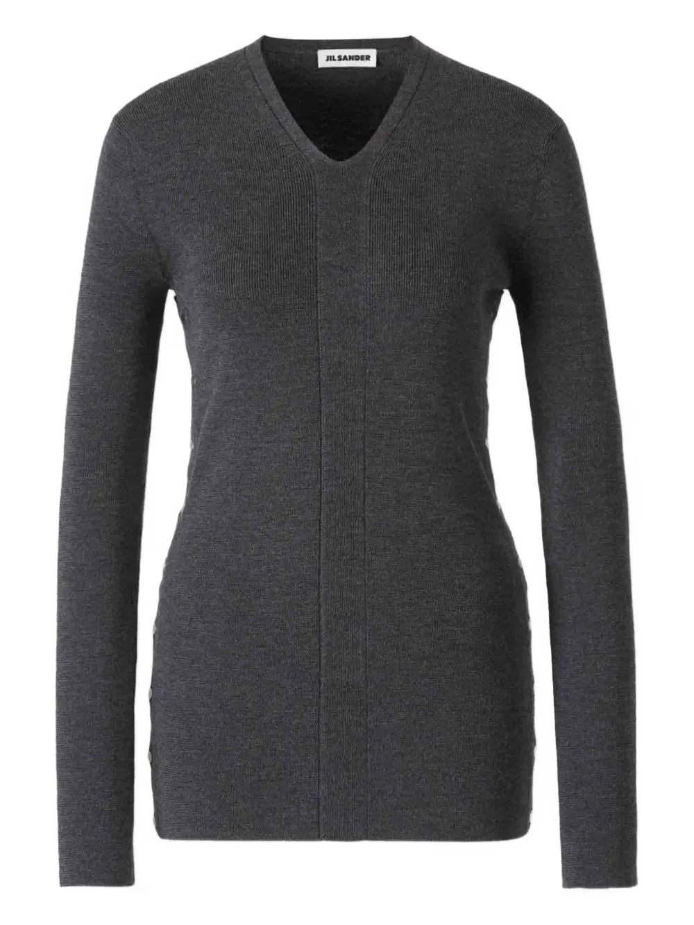 Свитер с V-образным вырезом JIL SANDER, серый 
Свитер с V-образным вырезом JIL SANDER, серый