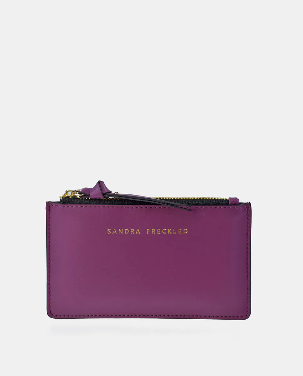 Плоский кожаный кошелек на молнии гладкий черный Sandra Freckled, фуксия
Плоский кожаный кошелек на молнии гладкий черный Sandra Freckled, фуксия