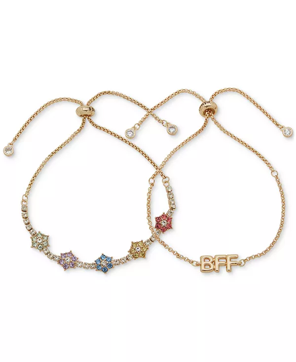 Комплект из двух браслетов-слайдеров золотистого оттенка с подвесками в виде цветов из разноцветных кристаллов Clueless, multi
Комплект из двух браслетов-слайдеров золотистого оттенка с подвесками в виде цветов из разноцветных кристаллов Clueless, multi