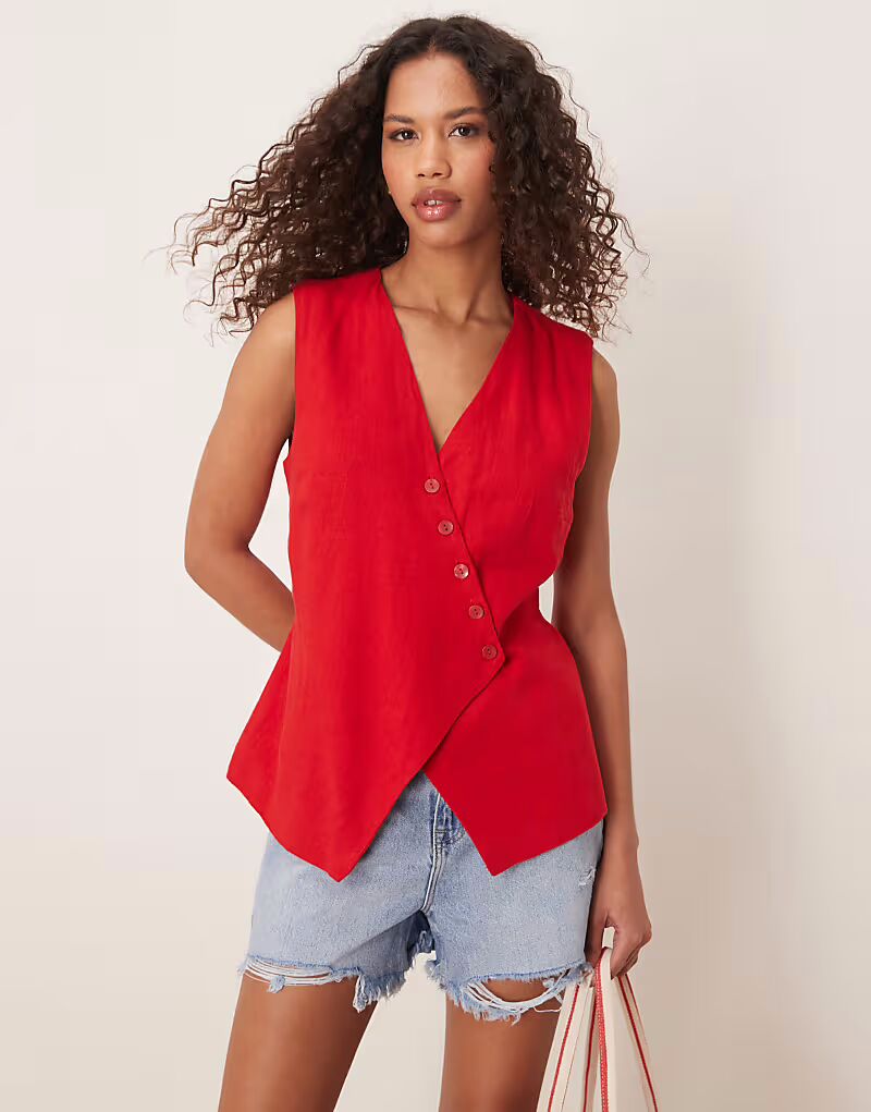 Длинный асимметричный льняной топ Abercrombie & Fitch в цвете сальса-красный
Длинный асимметричный льняной топ Abercrombie & Fitch в цвете сальса-красный