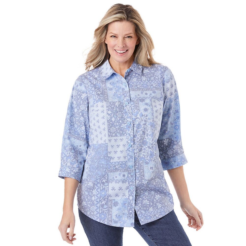 Женщина в женской идеальной рубашке с рукавом три четверти больших размеров Woman Within, цвет French Blue Patched
Женщина в женской идеальной рубашке с рукавом три четверти больших размеров Woman Within, цвет French Blue Patched