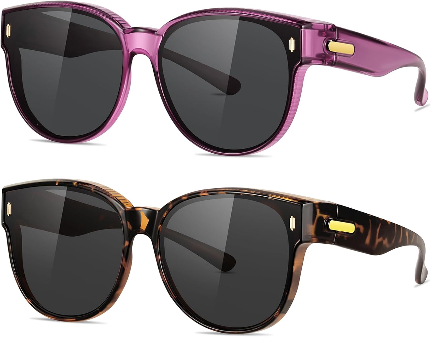 Поляризованные солнцезащитные очки для женщин, надеваемые поверх обычных очков, модные большие круглые очки, защищающие глаза от ультрафиолета UV400, идеально подходят для вождения YMRFW, 2pack (Purple/Gray+tortoise/Gray)
Поляризованные солнцезащитные очки для женщин, надеваемые поверх обычных очков, модные большие круглые очки, защищающие глаза от ультрафиолета UV400, идеально подходят для вождения YMRFW, 2pack (Purple/Gray+tortoise/Gray)