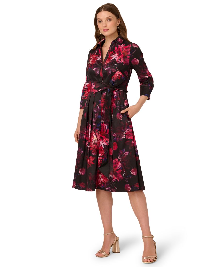 Женское платье-рубашка из тафты с принтом Adrianna Papell, Black Multi
Женское платье-рубашка из тафты с принтом Adrianna Papell, Black Multi