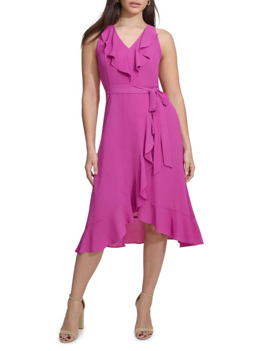 Платье миди с поясом и воланами Kensie, фуксия
Платье миди с поясом и воланами Kensie, фуксия