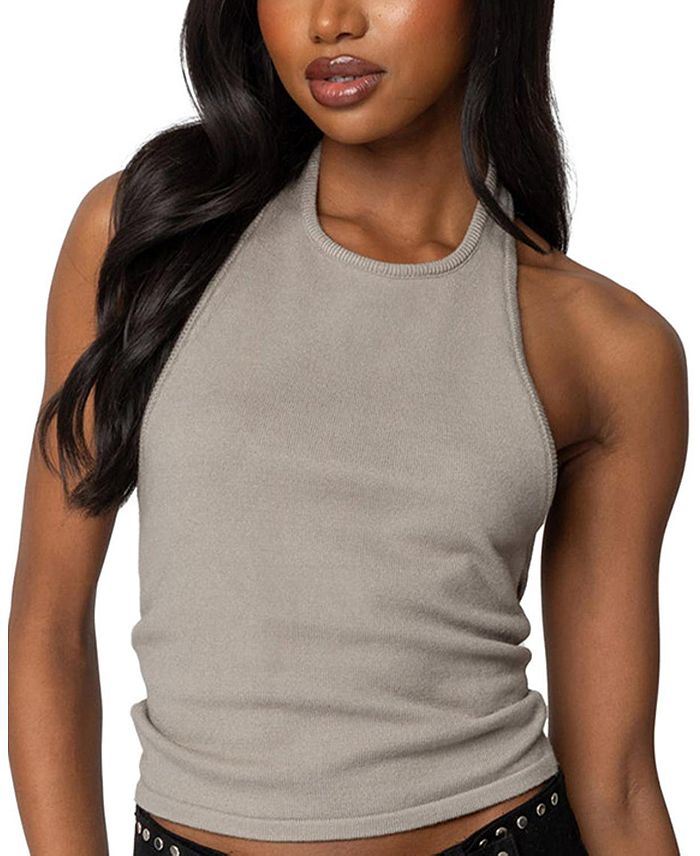 Твистер вязаный топ-халтер без спинки Edikted, зеленый 
Твистер вязаный топ-халтер без спинки Edikted, зеленый