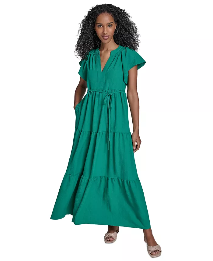 Женское платье макси с разрезом на шее и ярусами Calvin Klein, зеленый
Женское платье макси с разрезом на шее и ярусами Calvin Klein, зеленый