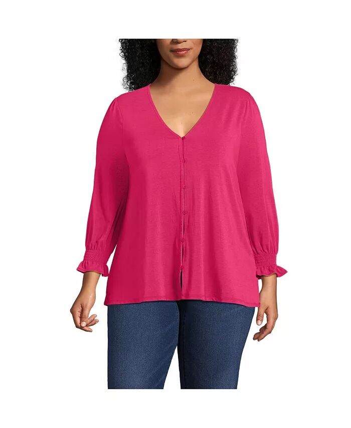 Легкий трикотажный топ на пуговицах спереди с рукавами 3/4 больших размеров Lands' End, красный
Легкий трикотажный топ на пуговицах спереди с рукавами 3/4 больших размеров Lands' End, красный