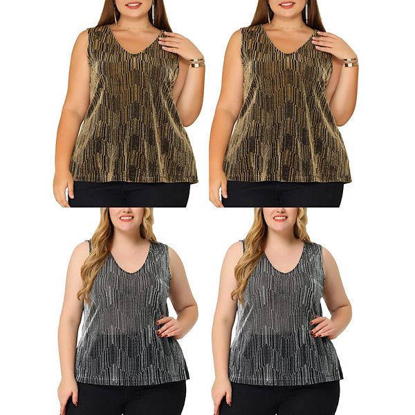 Женский топ без рукавов с градиентом из блесток и пайеток plus size Agnes Orinda, 4Pcs Gold Silver
Женский топ без рукавов с градиентом из блесток и пайеток plus size Agnes Orinda, 4Pcs Gold Silver