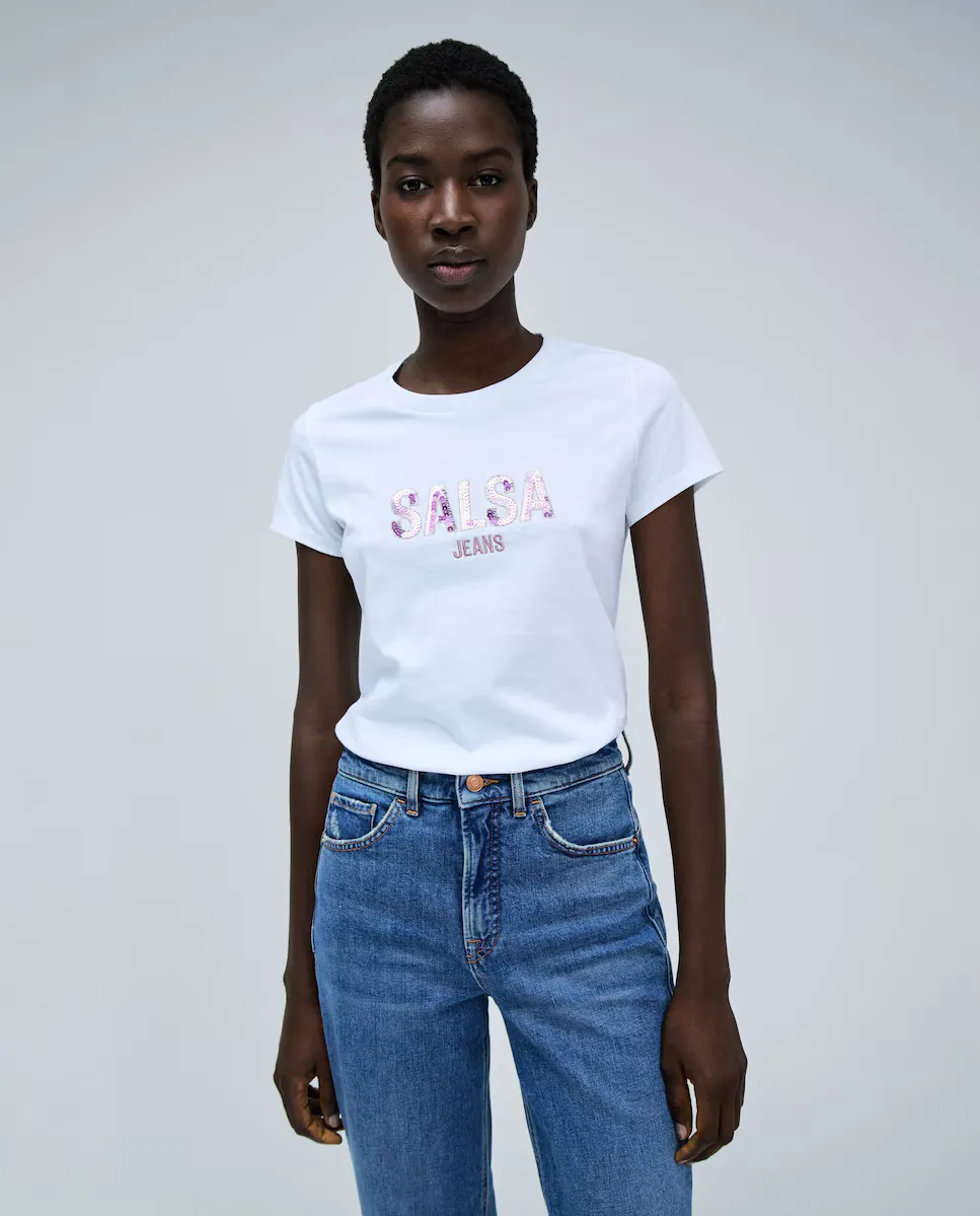 Женская футболка с короткими рукавами и логотипом из пайеток Salsa Jeans, розовый
Женская футболка с короткими рукавами и логотипом из пайеток Salsa Jeans, розовый