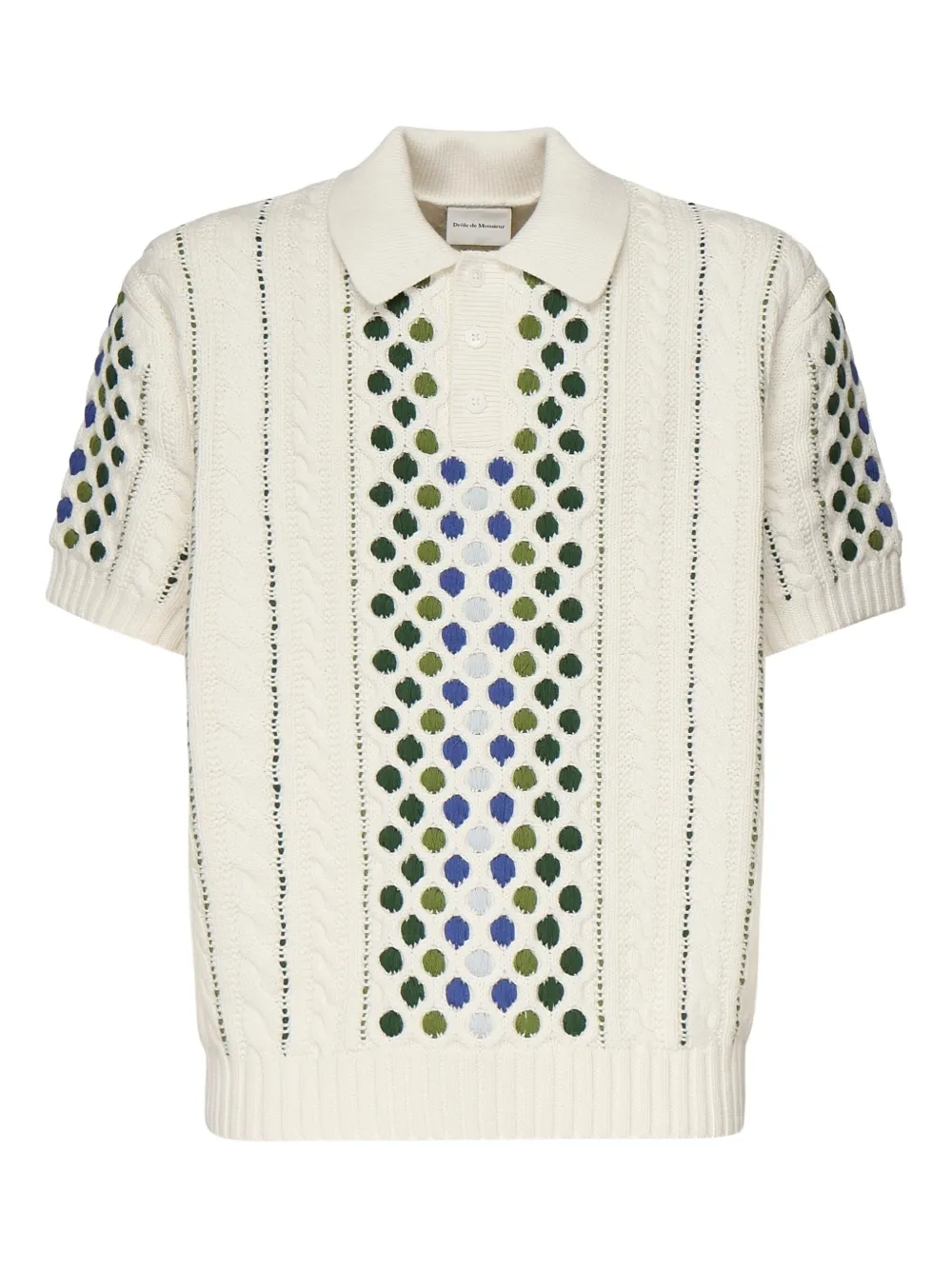 Свитер с воротником-поло в горошек, связанный косами Drôle De Monsieur, белый
Свитер с воротником-поло в горошек, связанный косами Drôle De Monsieur, белый