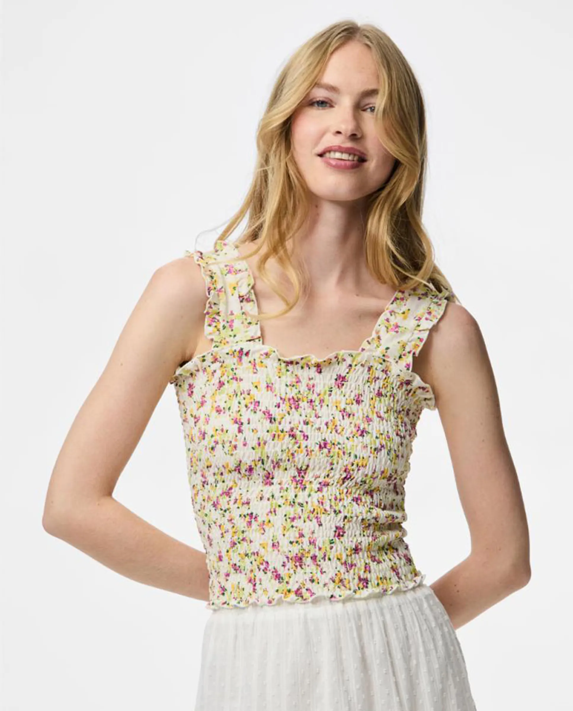 Женская майка-топ с медовой сеткой на бретелях Pieces, желтый
Женская майка-топ с медовой сеткой на бретелях Pieces, желтый