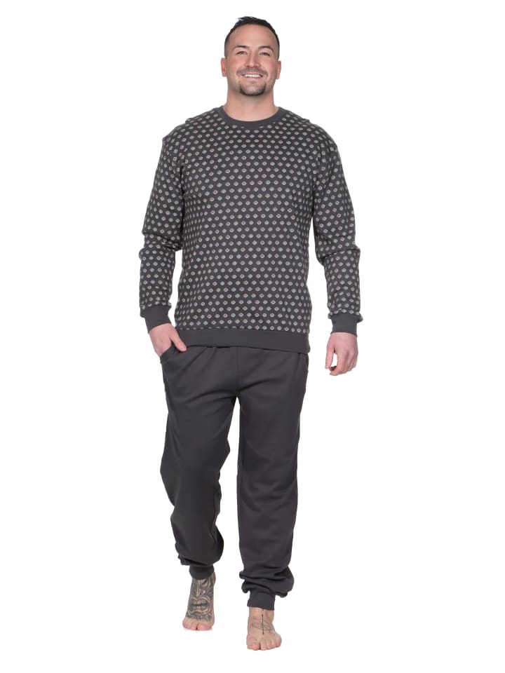 NORMANN Пижамный комплект с длинными рукавами и манжетами, уютный трикотаж интерлок серого цвета
NORMANN Пижамный комплект с длинными рукавами и манжетами, уютный трикотаж интерлок серого цвета