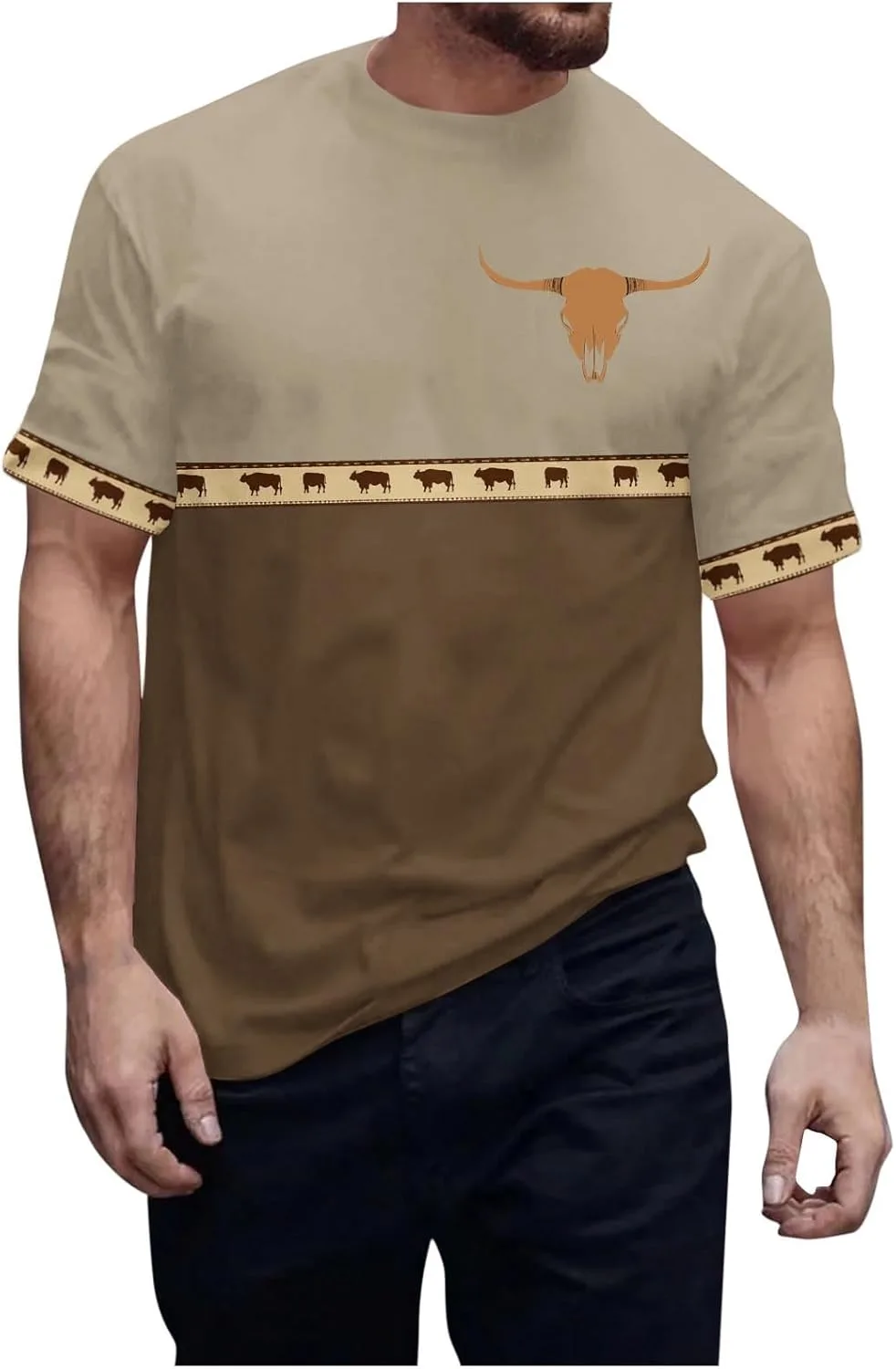 Мужская футболка с пэчворком и этническим принтом, свободный крой, короткий рукав QUNPIU
Мужская футболка с пэчворком и этническим принтом, свободный крой, короткий рукав QUNPIU