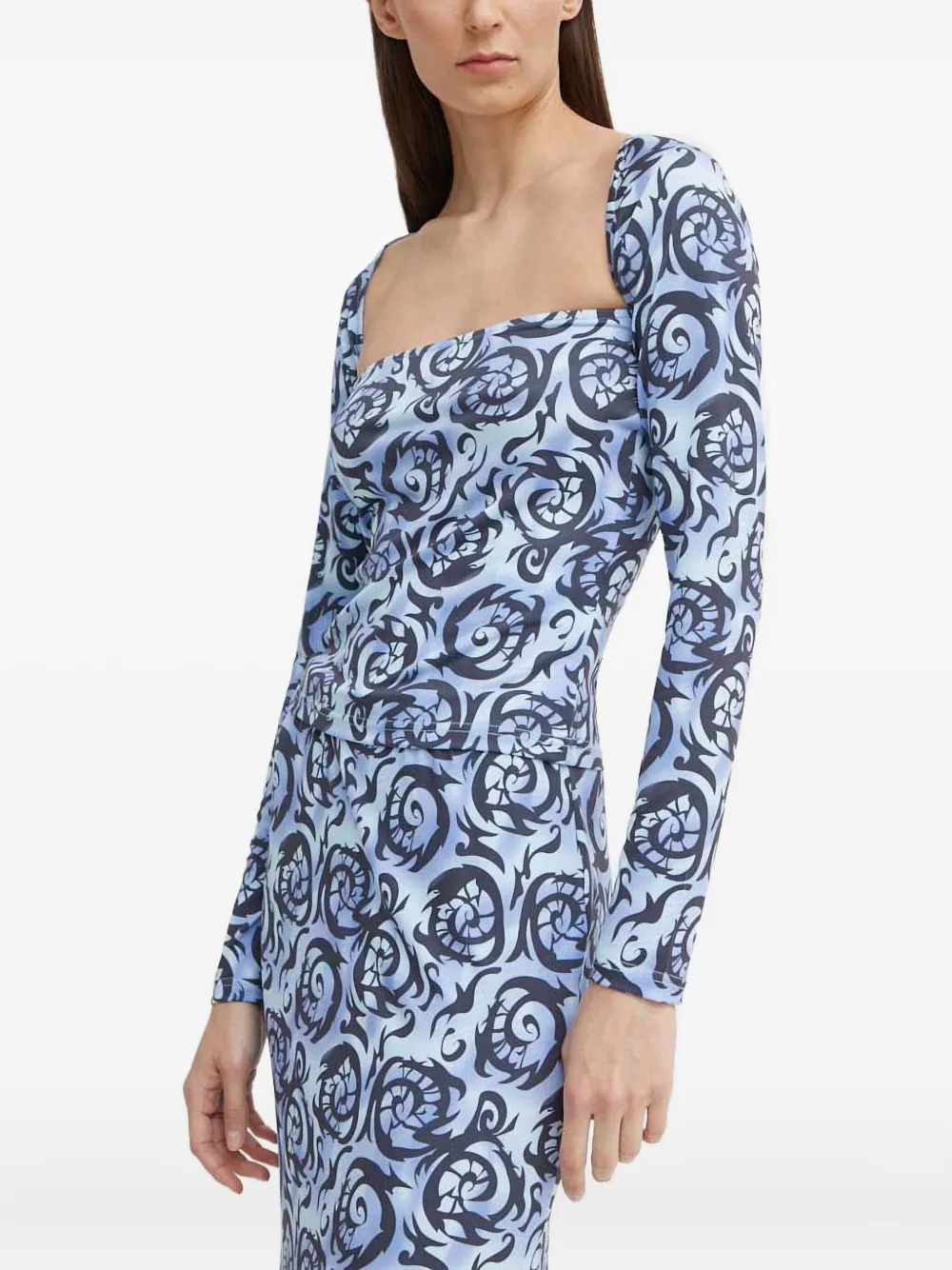 Топ с квадратным вырезом и принтом Résumé, синий
Топ с квадратным вырезом и принтом Résumé, синий