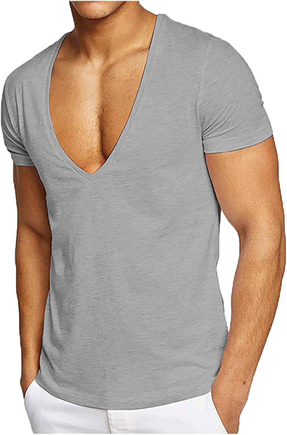 Мужская футболка с глубоким V-вырезом, летняя, для тренировок
Мужская футболка с глубоким V-вырезом, летняя, для тренировок