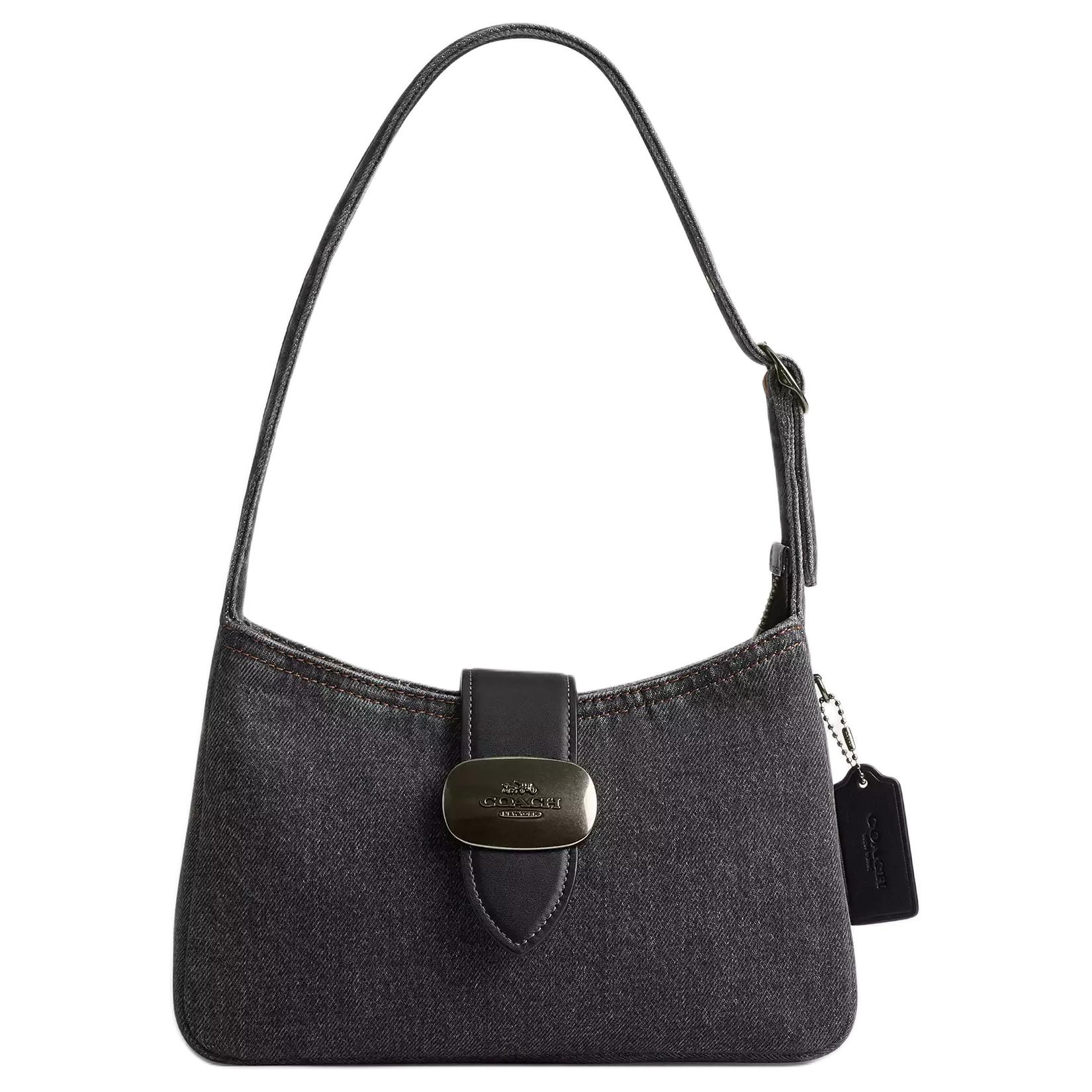 COACH Элайджа Джинсовая Сумка Средний размер Женская Потерто-серая 
COACH Элайджа Джинсовая Сумка Средний размер Женская Потерто-серая
