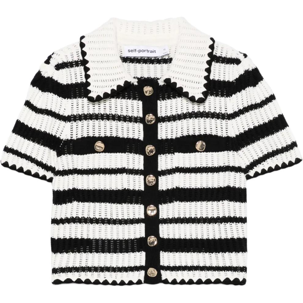 Полосатый топ с кружевной вязкой Self-portrait, белый
Полосатый топ с кружевной вязкой Self-portrait, белый