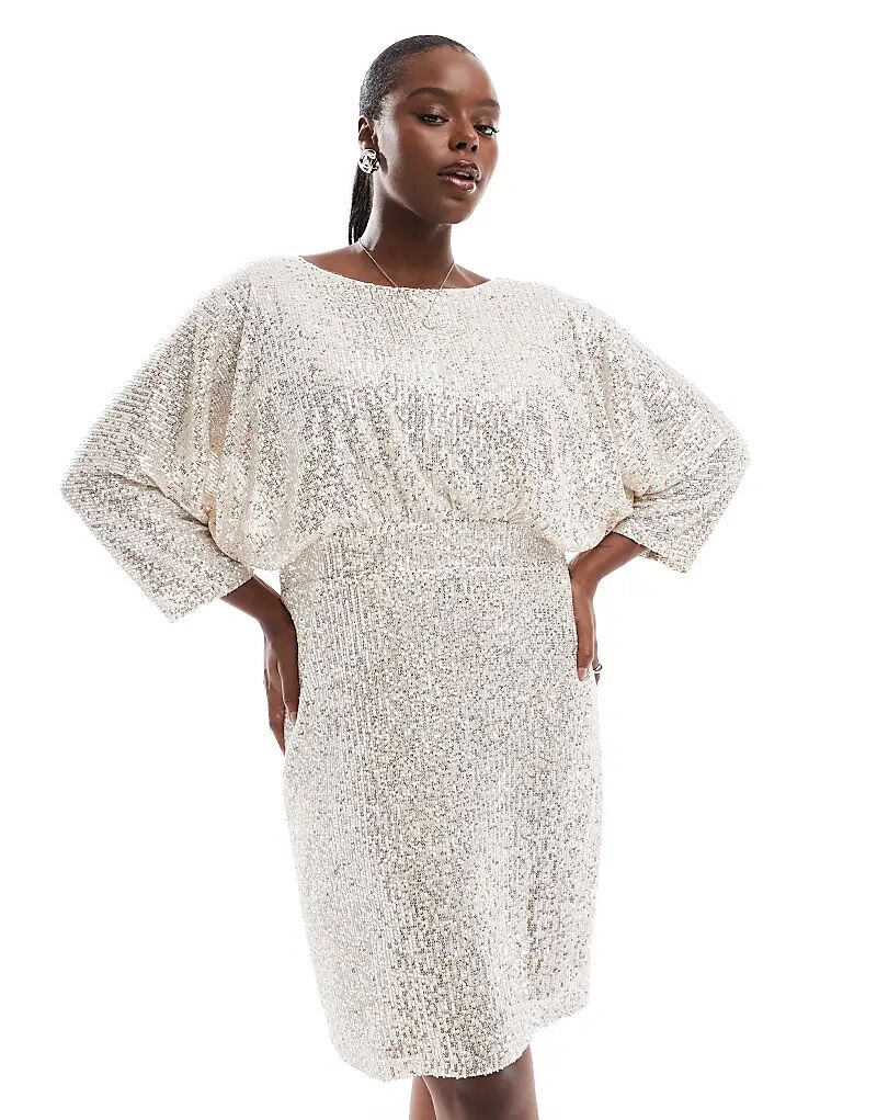 Мини-платье-кимоно с пайетками в серебристом цвете TFNC
Мини-платье-кимоно с пайетками в серебристом цвете TFNC