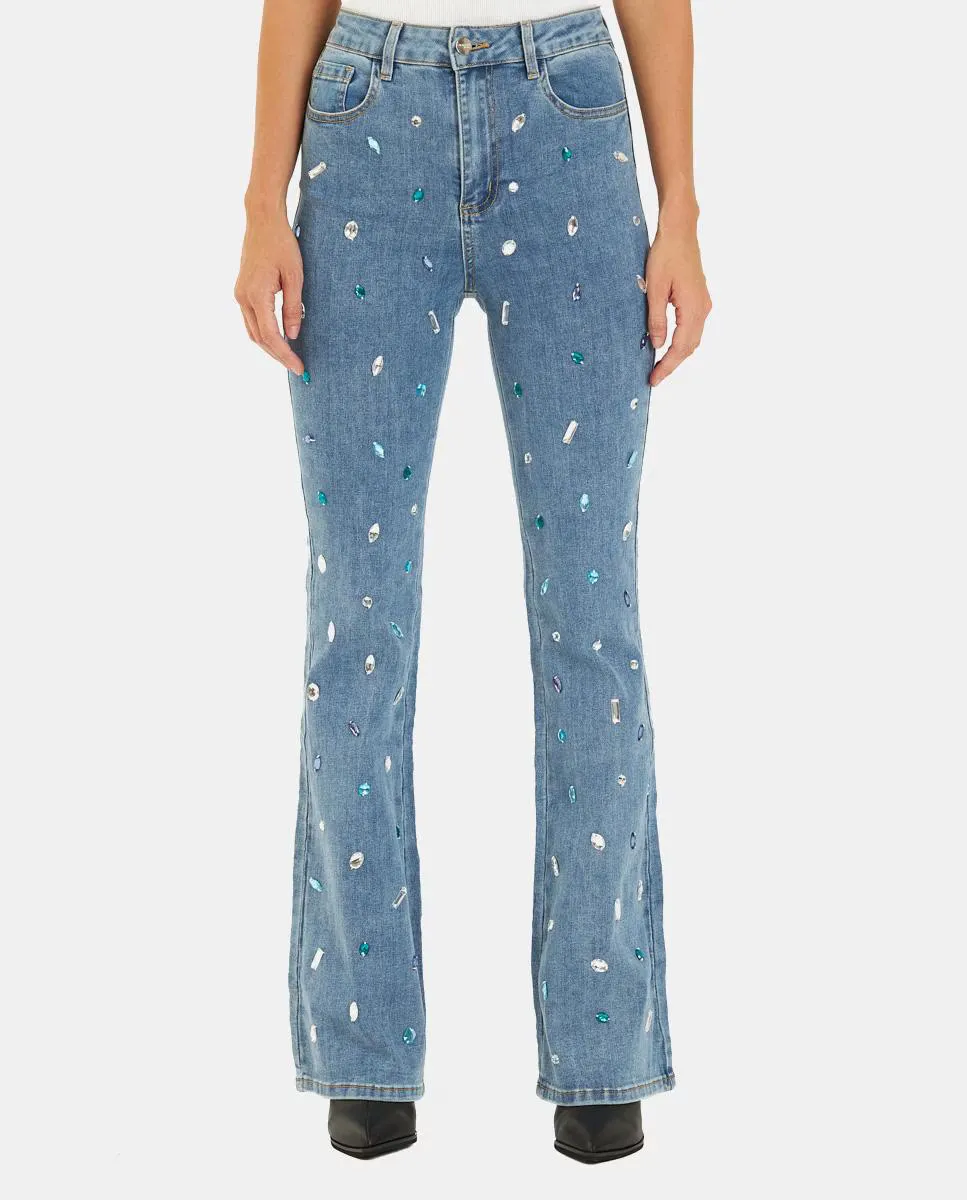 Женские расклешенные джинсы с завышенной талией и стразами Alma en Pena, синий
Женские расклешенные джинсы с завышенной талией и стразами Alma en Pena, синий