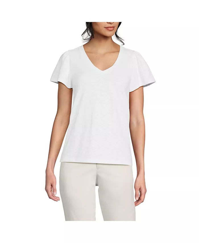 Женская футболка с V-образным вырезом и рукавами-крылышками из слабкокрученой ткани Lands' End, белый
Женская футболка с V-образным вырезом и рукавами-крылышками из слабкокрученой ткани Lands' End, белый