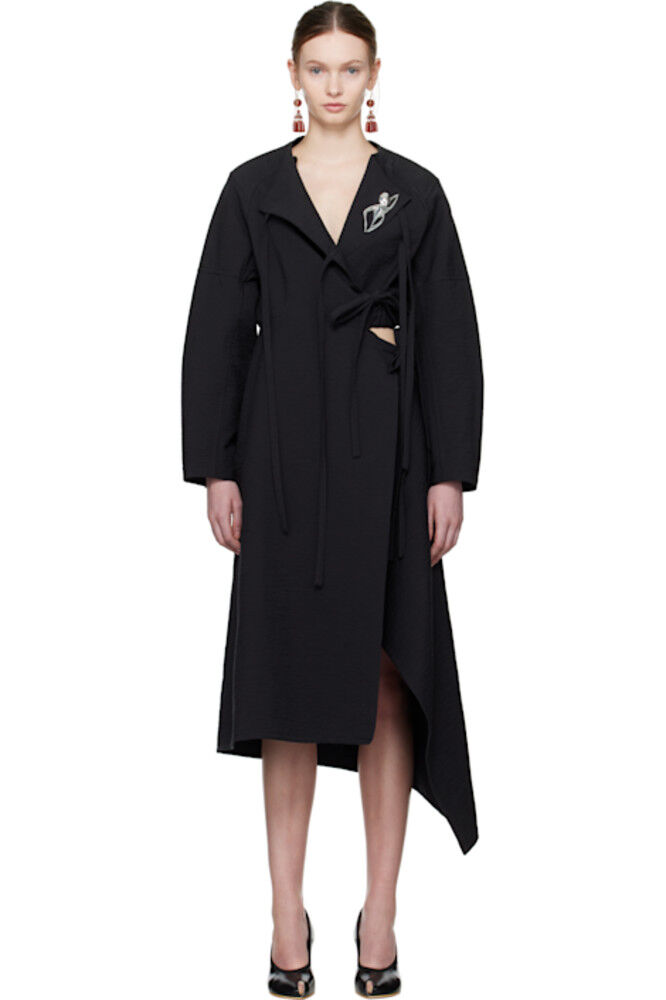 Черное хлопковое платье-миди с запахом Tory Burch
Черное хлопковое платье-миди с запахом Tory Burch