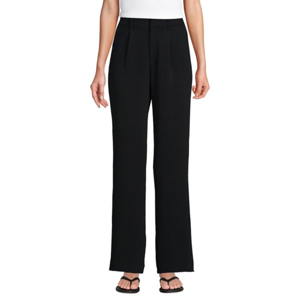 Женские брюки с высокой посадкой и складками широкого кроя Lands' End, черный
Женские брюки с высокой посадкой и складками широкого кроя Lands' End, черный