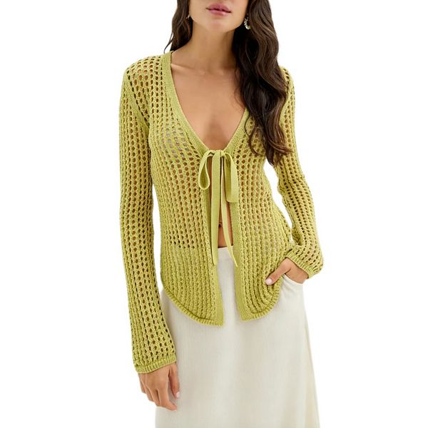 Женский длинный кардиган с завязкой спереди и ажурной вязкой в стиле бохо Yesfashion, Matcha Green
Женский длинный кардиган с завязкой спереди и ажурной вязкой в стиле бохо Yesfashion, Matcha Green