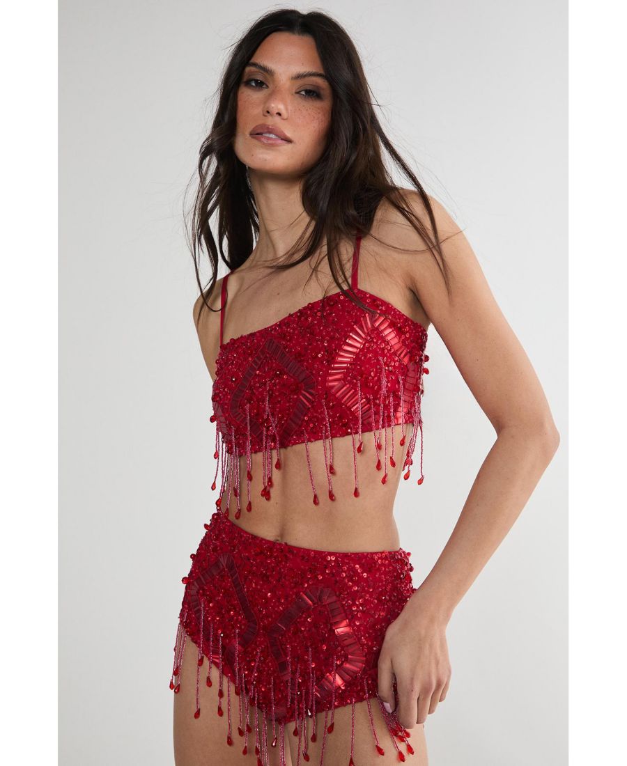 Женский укороченный топ с бахромой и бисером Nasty Gal, Red
Женский укороченный топ с бахромой и бисером Nasty Gal, Red