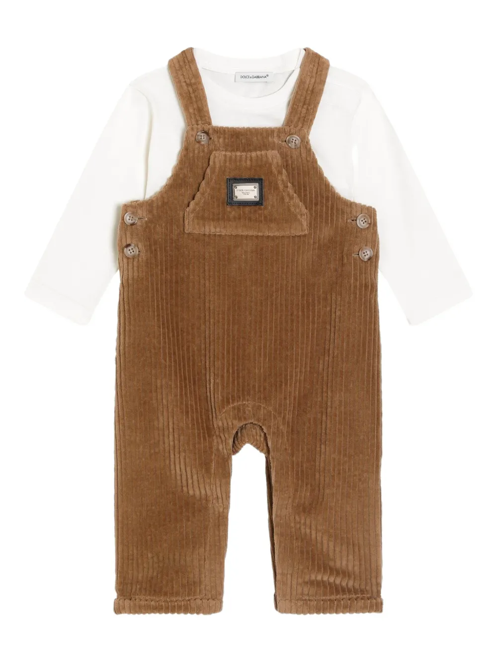 Комплект из вельветового комбинезона и боди Dolce & Gabbana Kids, коричневый
Комплект из вельветового комбинезона и боди Dolce & Gabbana Kids, коричневый